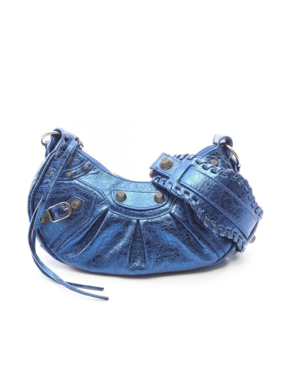 Balenciaga Shoulder Bag Buckle Cagole XS le Metallic Blue Leather
